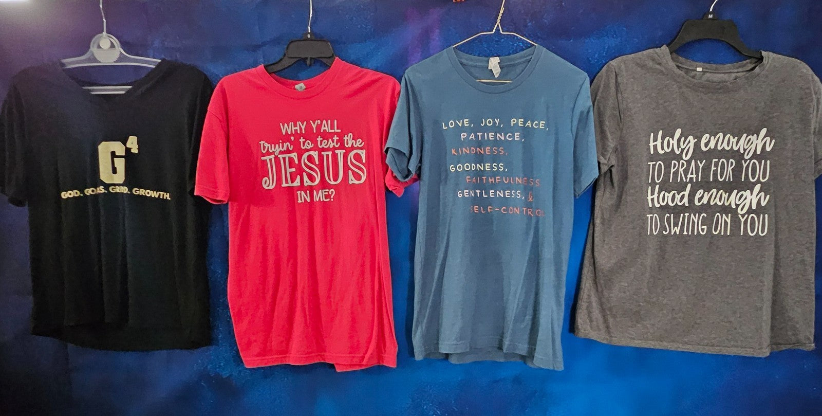 WOMEN'S SET OF FOUR T-SHIRTS JESUS THEME SIZED M/L