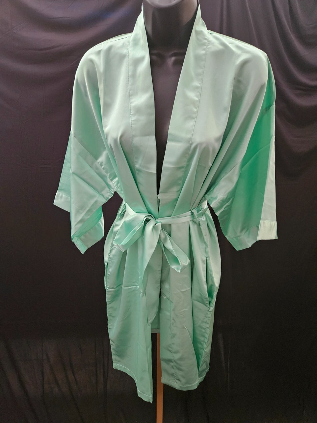 THE BUND AQUAMARINE SATIN/RHINESTONE SZ S BRIDESMAID ROBE & BRIDE TRIBE CUP NWT