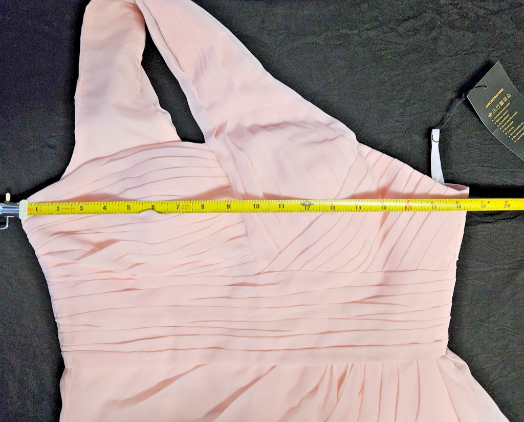 WOMEN'S SZ 10 PINK ONE SHOULDER CHIFFON PROM/FORMAL/BRIDESMAID GOWN NWT