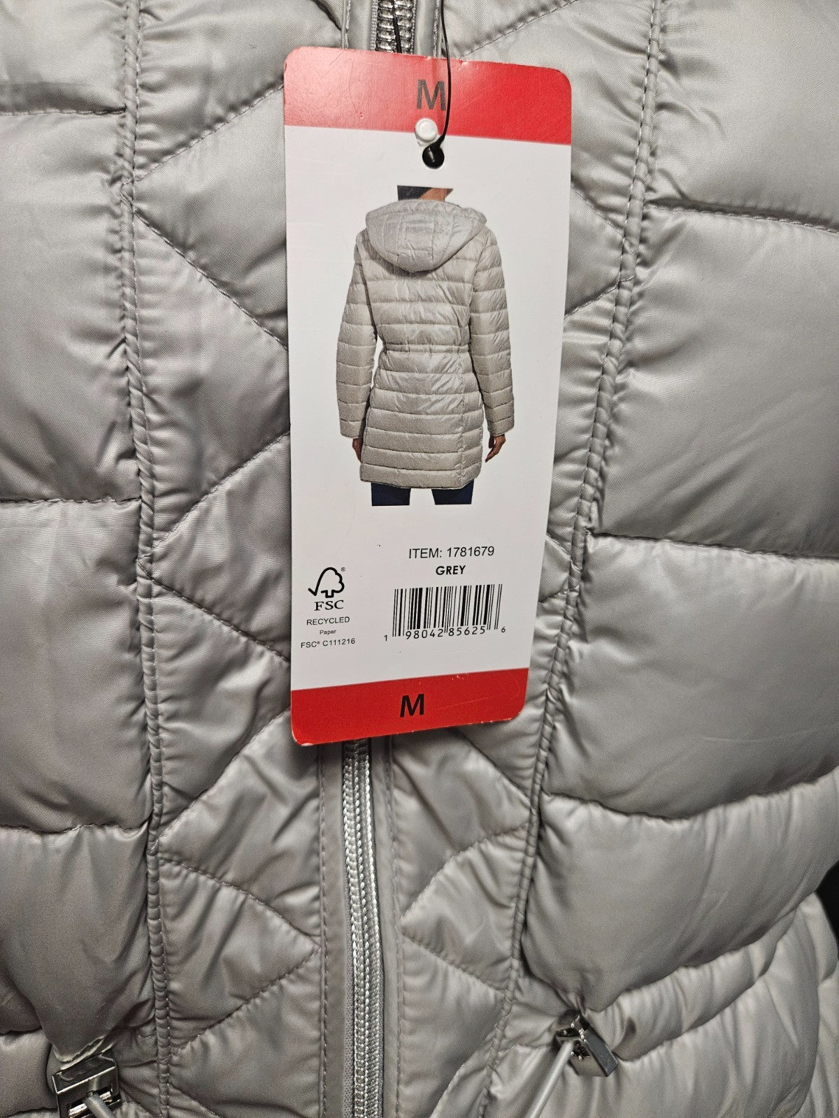 KENNETH COLE SILVER QUILTED ANORAK JACKET SIZE M DRAWSTRING WAIST NWT