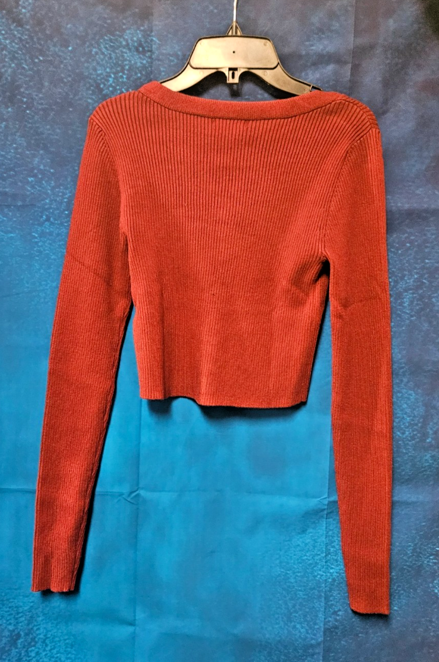 WOMEN'S FASHION NOVA BURGANDY CROPPED CARDIGAN SIZE MEDIUM NWT