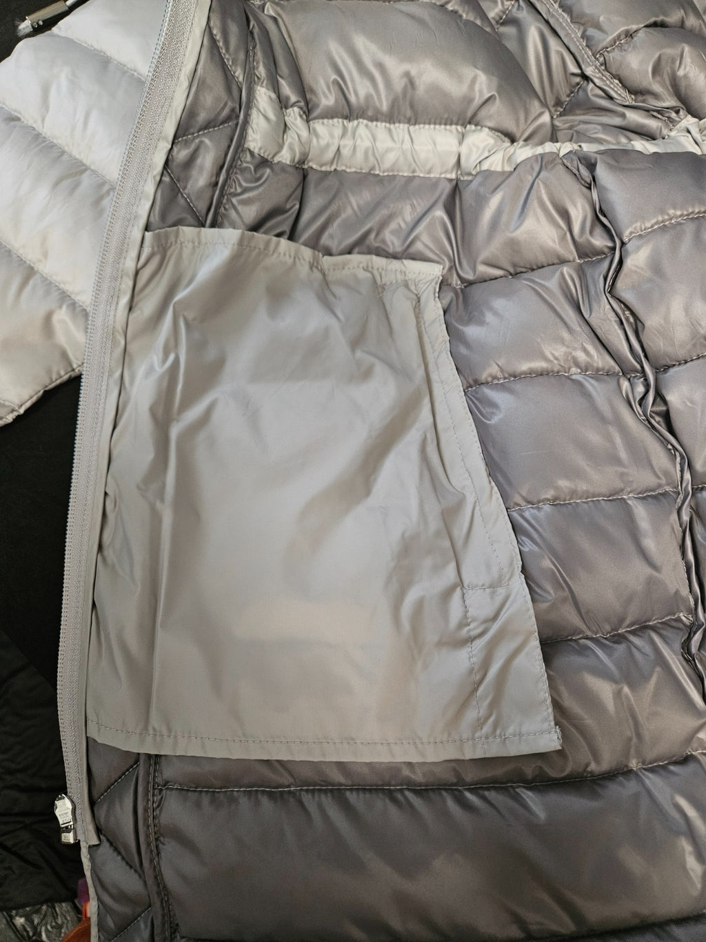 KENNETH COLE SILVER QUILTED ANORAK JACKET SIZE M DRAWSTRING WAIST NWT