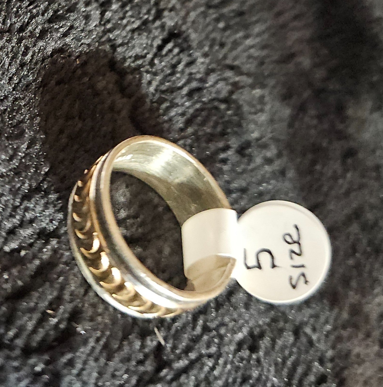 HANDMADE NATIVE AMERICAN NAVAJO 14K YELLO GOLD FILL /STERLING SILVER BAND SIZE 5