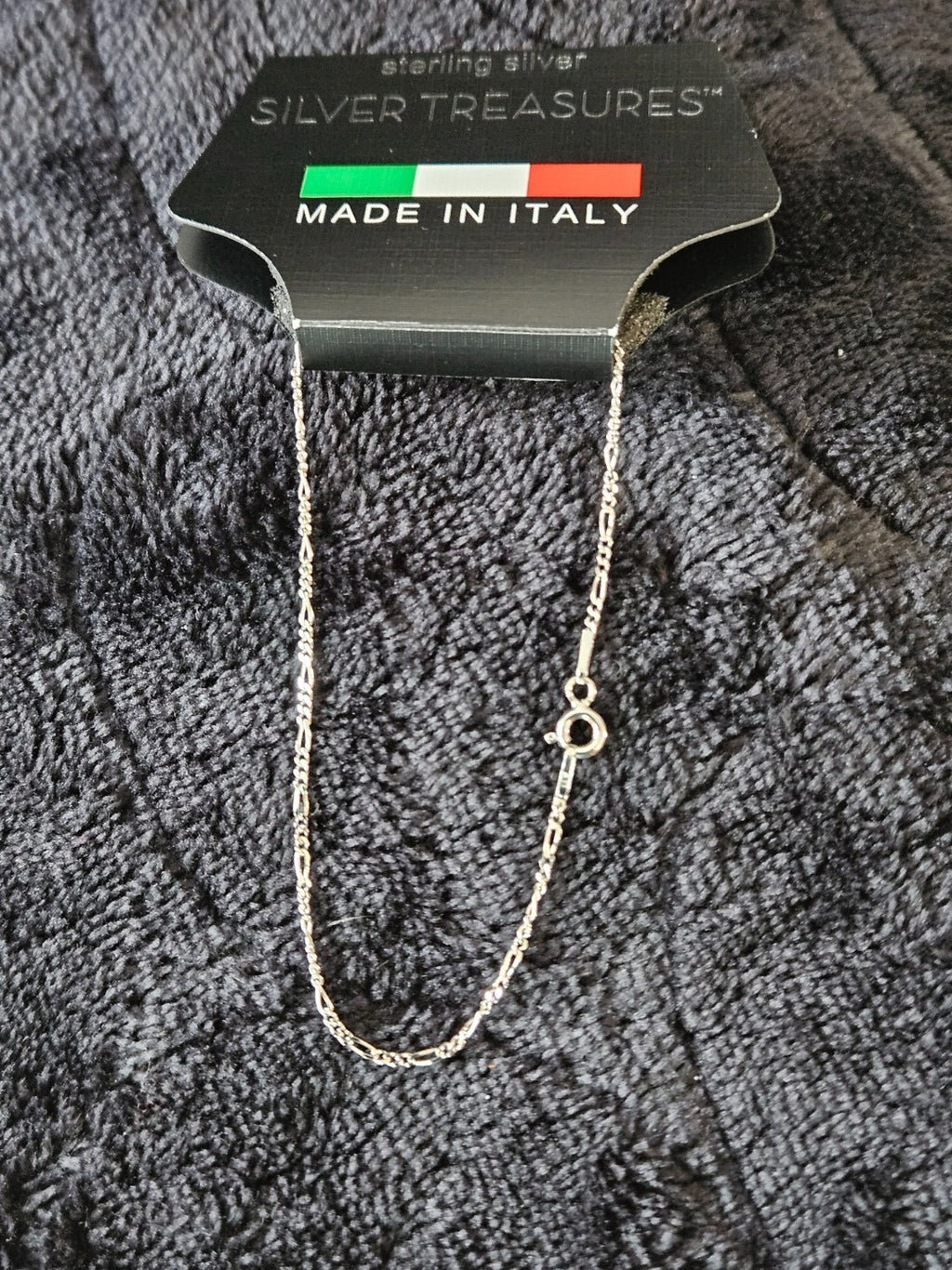 MADE IN ITALY 7.25-8" SOLID STERLING SILVER FIGARO CHAIN BRACELET