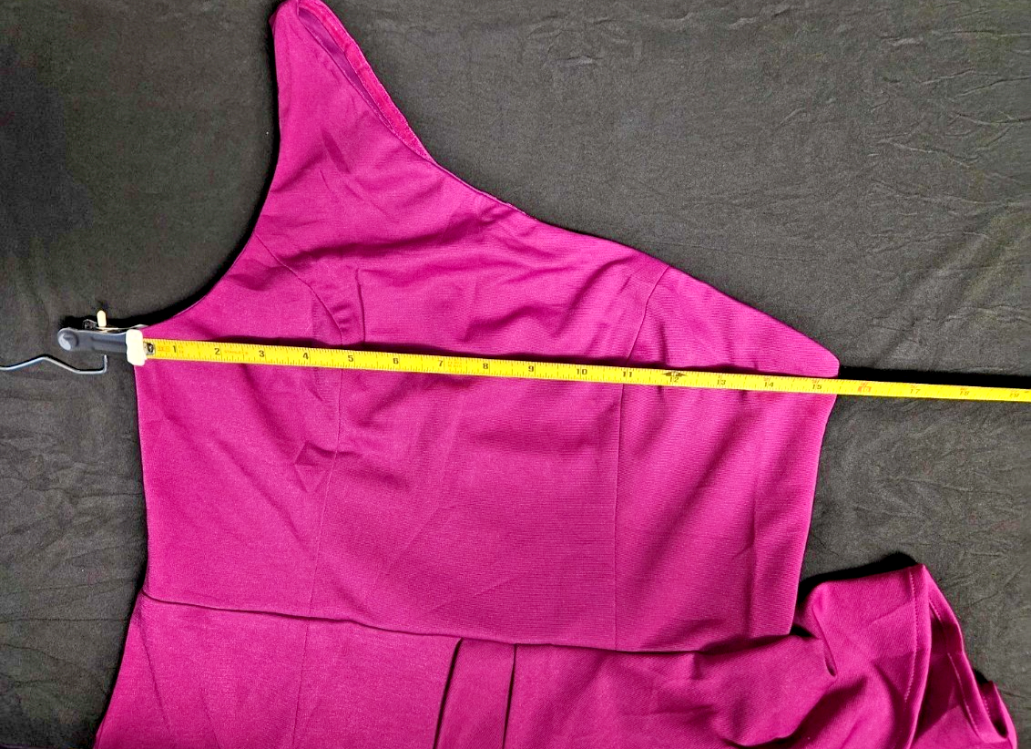 FAERIESTY ONE SHOULDER RUFFLED SCUBA GOWN PROM/FORMAL SIZE 8 NWT FUCHSIA/MAGENTA