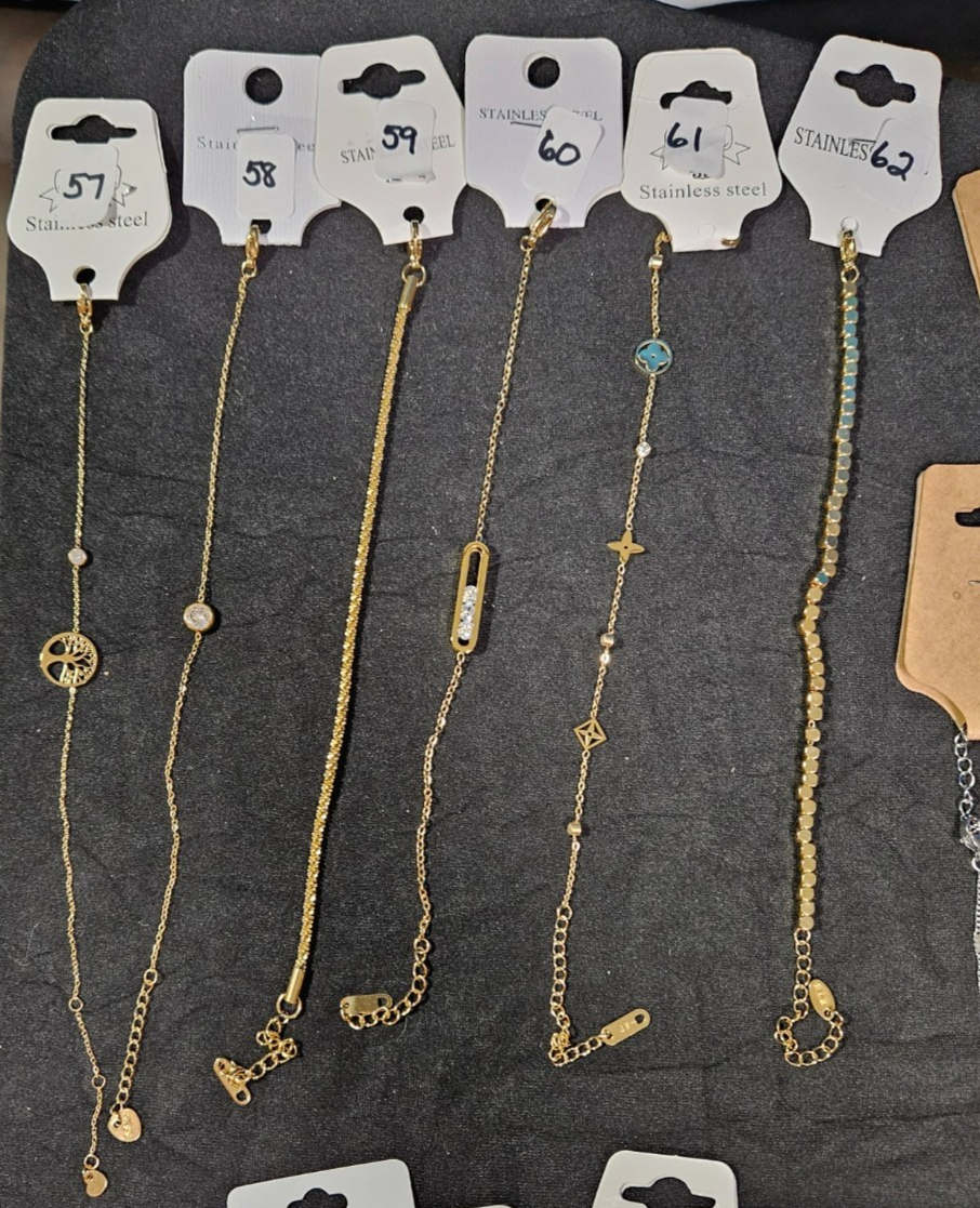 10k YELLOW GOLD PLATED OVER STAINLESS  ASST. NECKLACE & BRACELET YOU PICK #