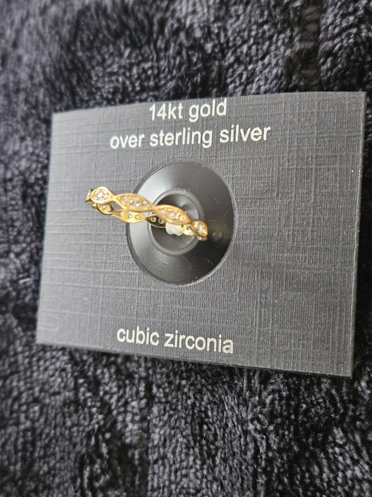 14K YELLOW GOLD OVER SILVER CUBIC ZIRCONIA BAND SIZE 8