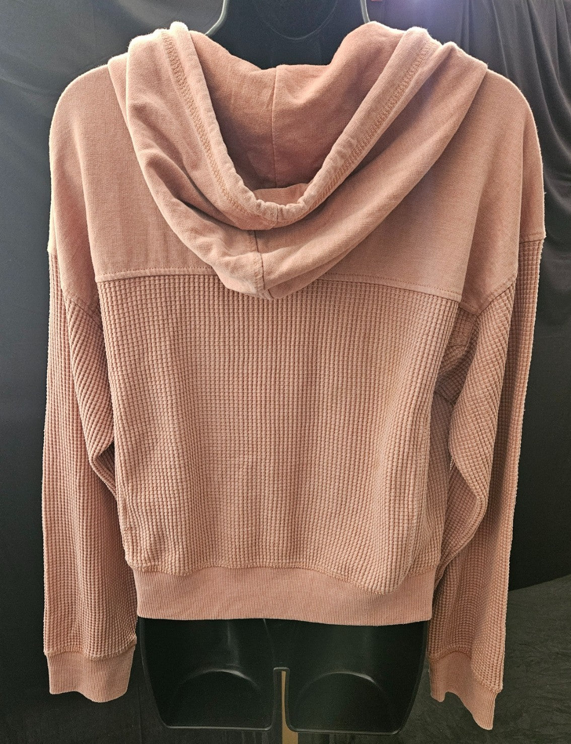 C&C California women's Medium Waffle Weave Hooded Zip Up Sweatshirt NWT salmon