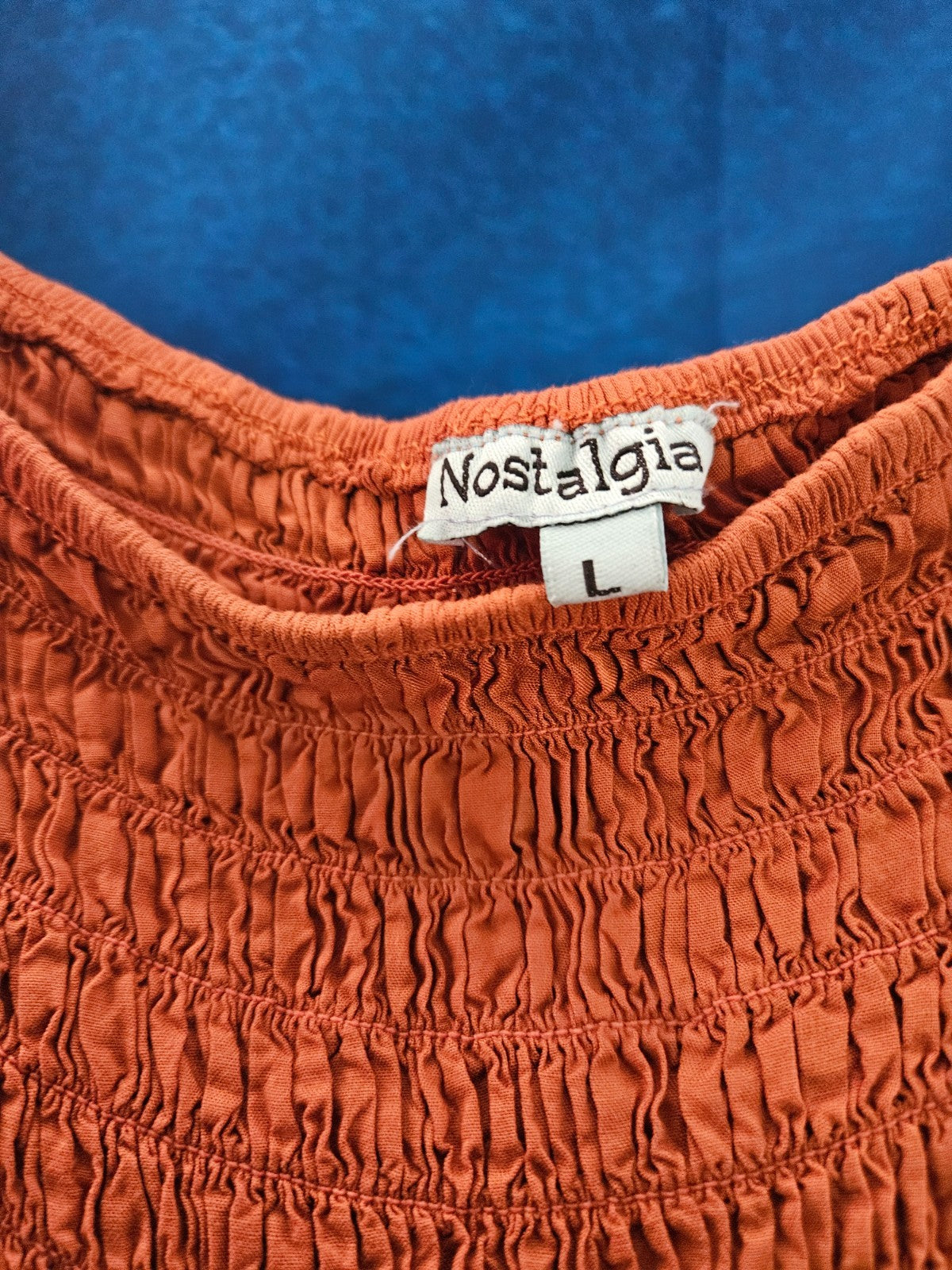 WOMEN'S NOSTALGIA LARGE WESTERN THEME BLOUSE BURNT ORANGE SIZE L