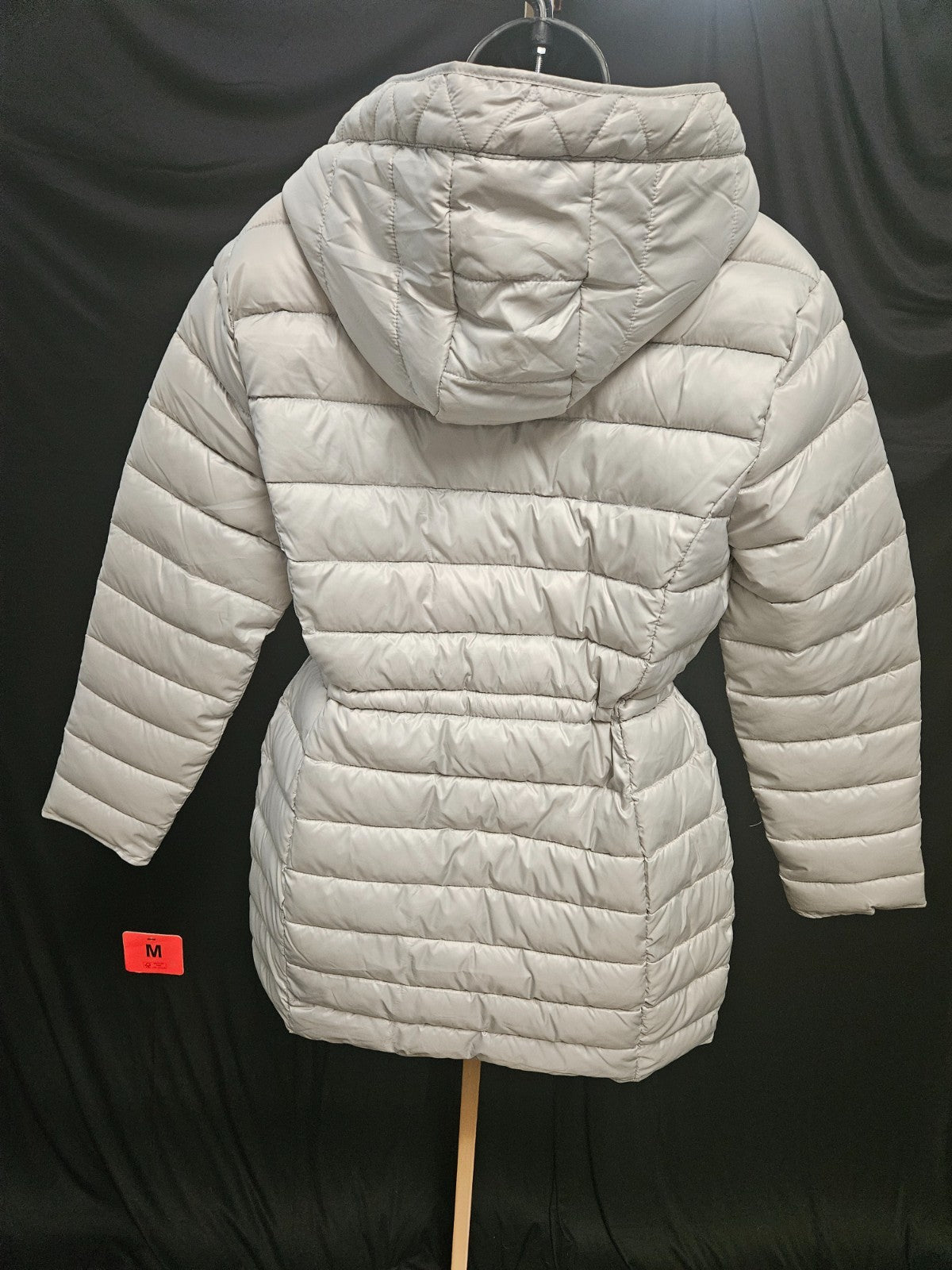 KENNETH COLE SILVER QUILTED ANORAK JACKET SIZE M DRAWSTRING WAIST NWT
