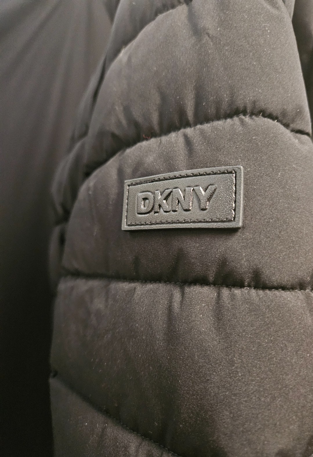 DKNY BLACK WOMEN'S DETACHABLE HOOD LONG PUFFER JACKET SZ S NWT
