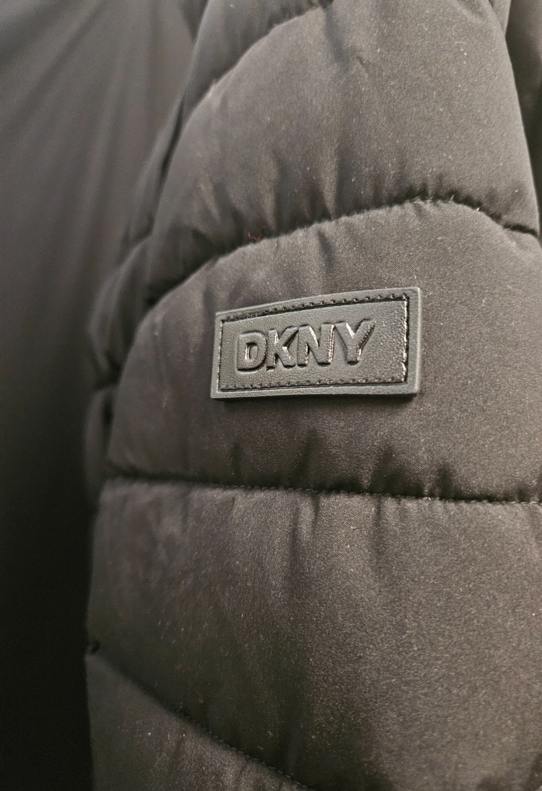 DKNY BLACK WOMEN'S DETACHABLE HOOD LONG PUFFER JACKET SZ S NWT