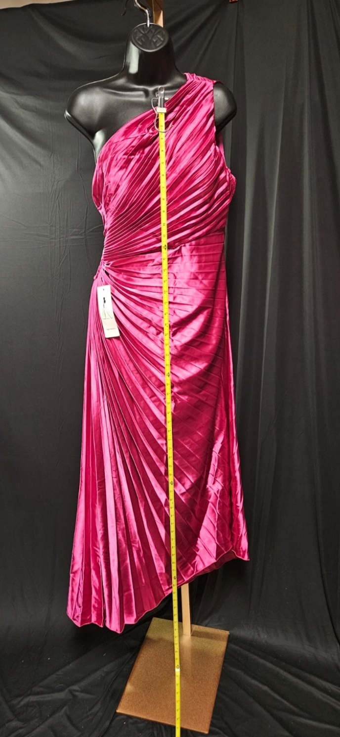 WOMEN'S SIZE 8 DARK PINK SATIN ONE SHOULDER RUCHED GOWN NWOT