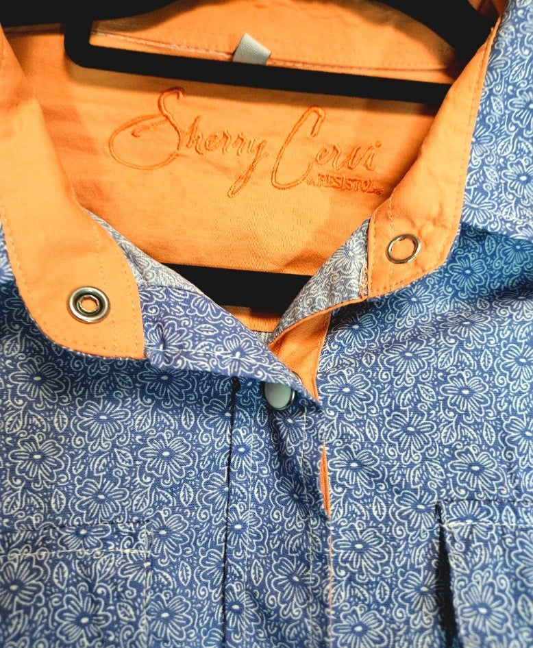 RESISTOL SHERI CERVI WESTERN SNAP UP SHIRT WOMEN'S XL  BLUE DENIM COLOR