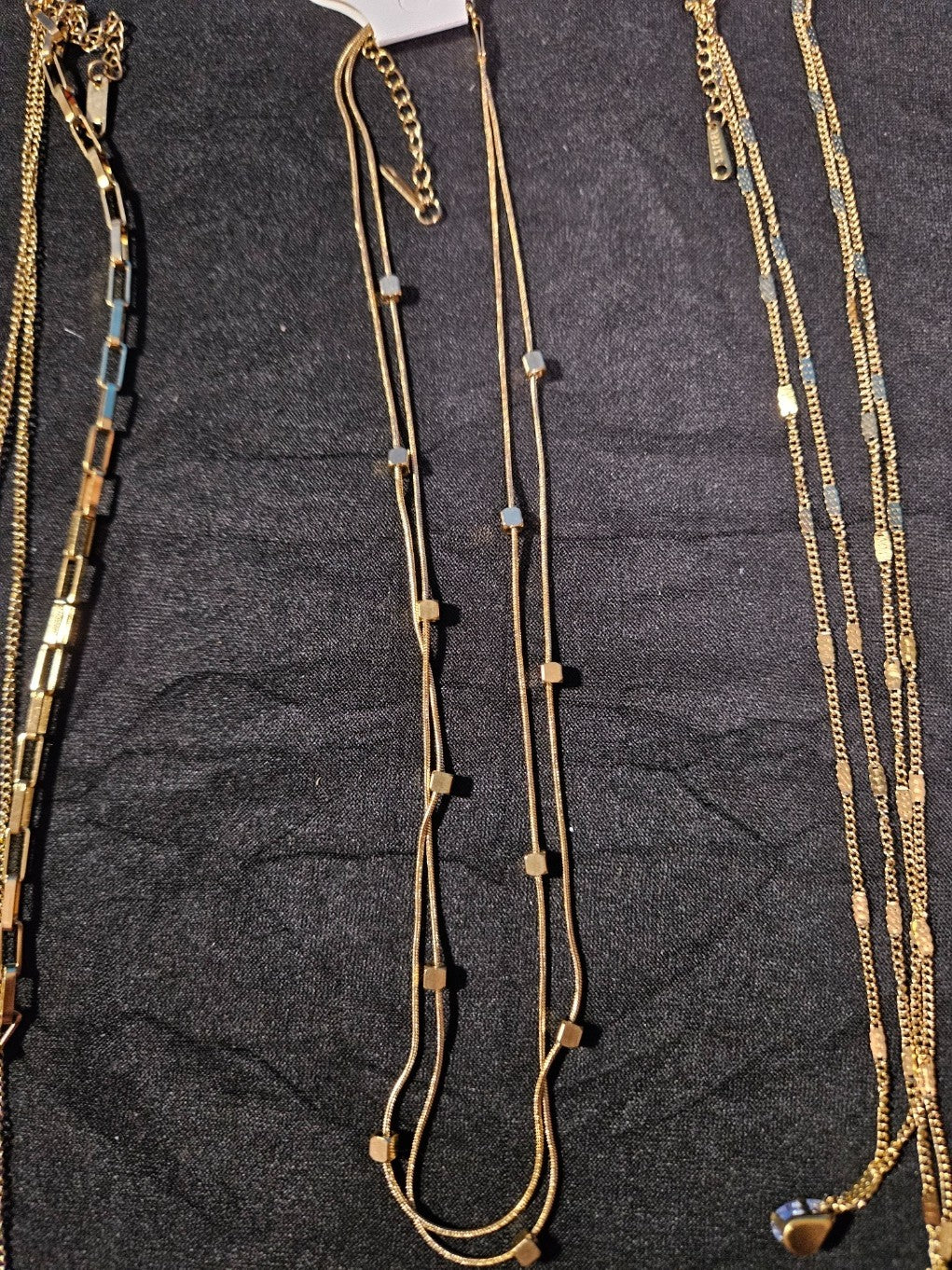10K GOLD PLATE OVER STAINLESS DOUBLE/TRIPLE STRAND ASSORTED NECKLACE