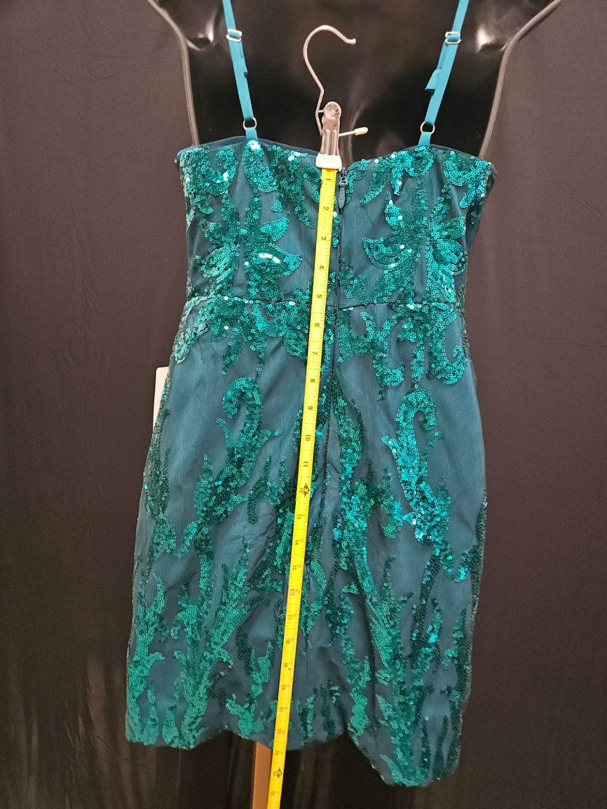 FAERIESTY TEAL/GREEN SEQUINED SHORT STRAPPY MINI DRESS SIZE SMALL NEW WITH TAGS