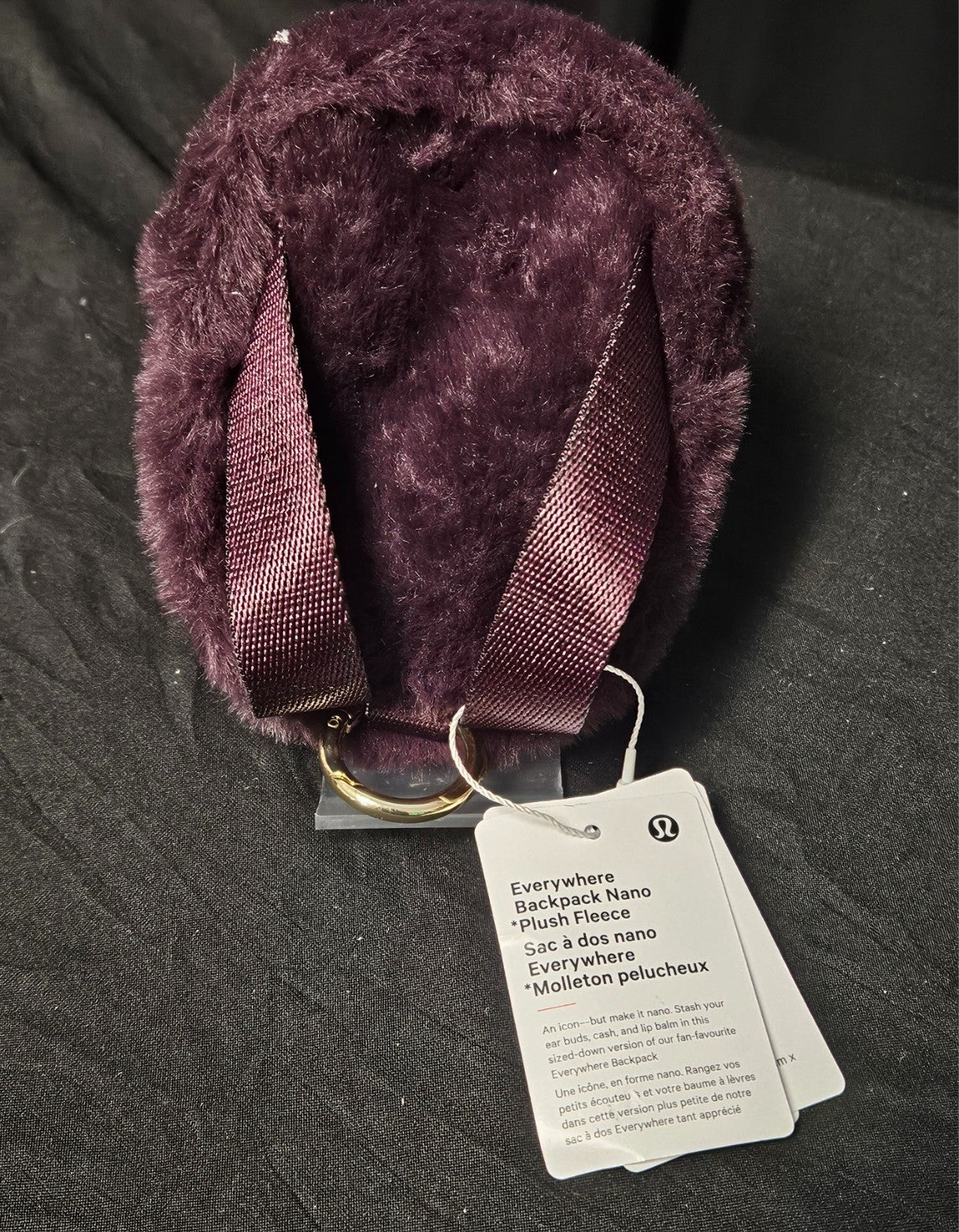 LULULEMON "NANO" EVERYWHERE BACKPACK PURPLE PLUSH/GOLD HARDWARE NWT