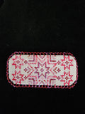 NATIVE AMERICAN NAVAJO PINK/WHITE/ RED LOOMED GLASS BEADS ON LEATHER BARRETTE