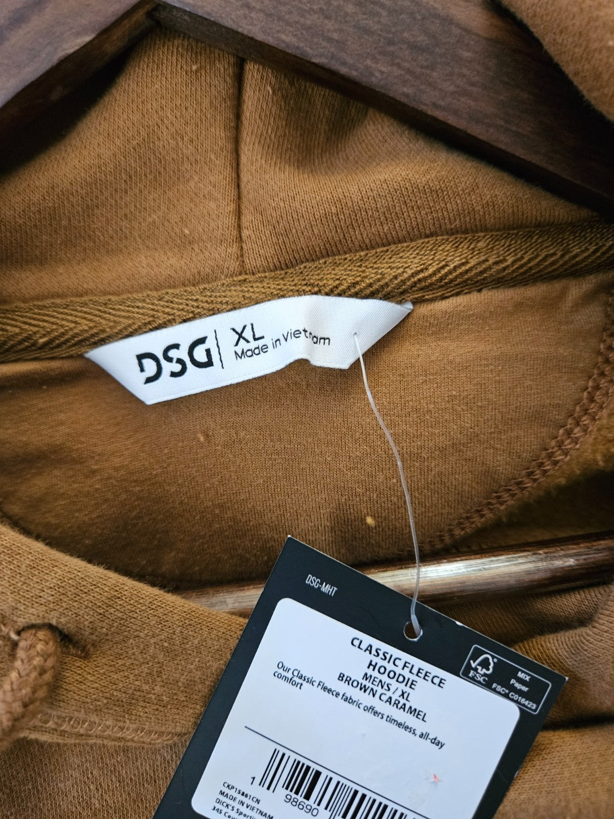 MEN'S DSG ACTIVE SZ XL ACTIVE HOODIE CARMEL BROWN NWT