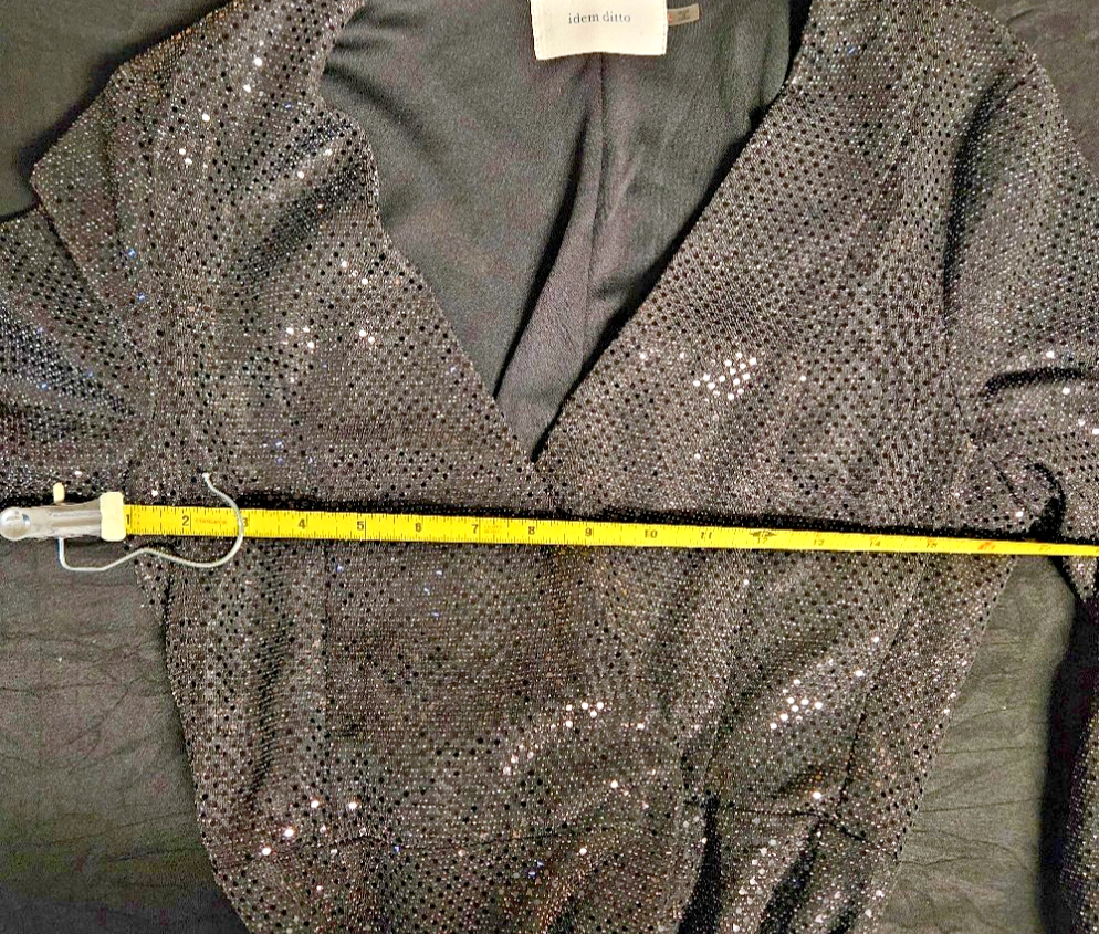 IDEM DITTO SZ L BLACK SEQUINED COAT DRESS/COCKTAIL DRESS