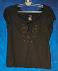 WOMEN'S MEDIUM ST JOHN'S BAY BLACK & GOLD BLOUSE