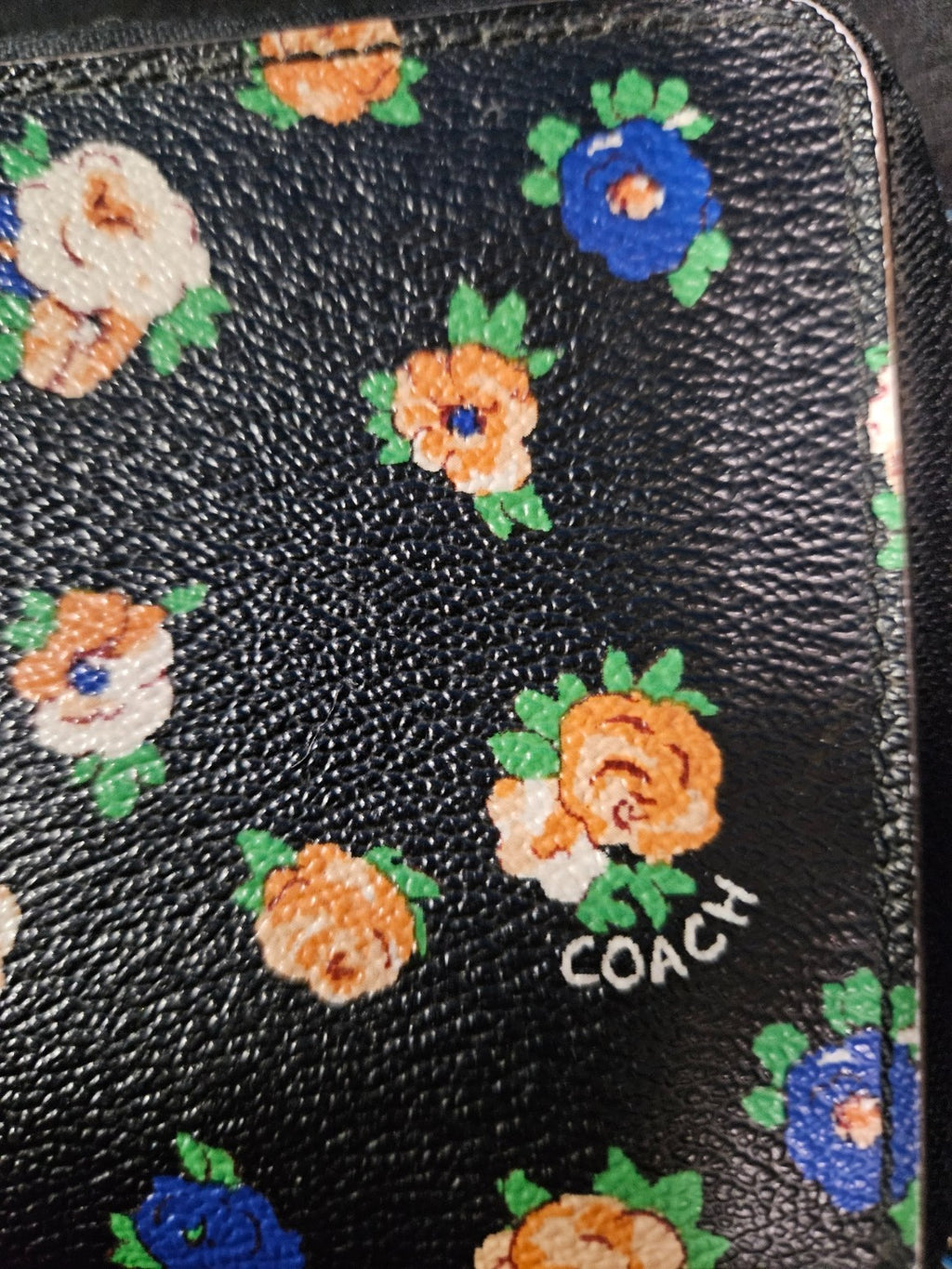 COACH ACCORDIAN ZIP WALLET F57649 IN TEA ROSE FLORAL PRINTED COATED CANVAS