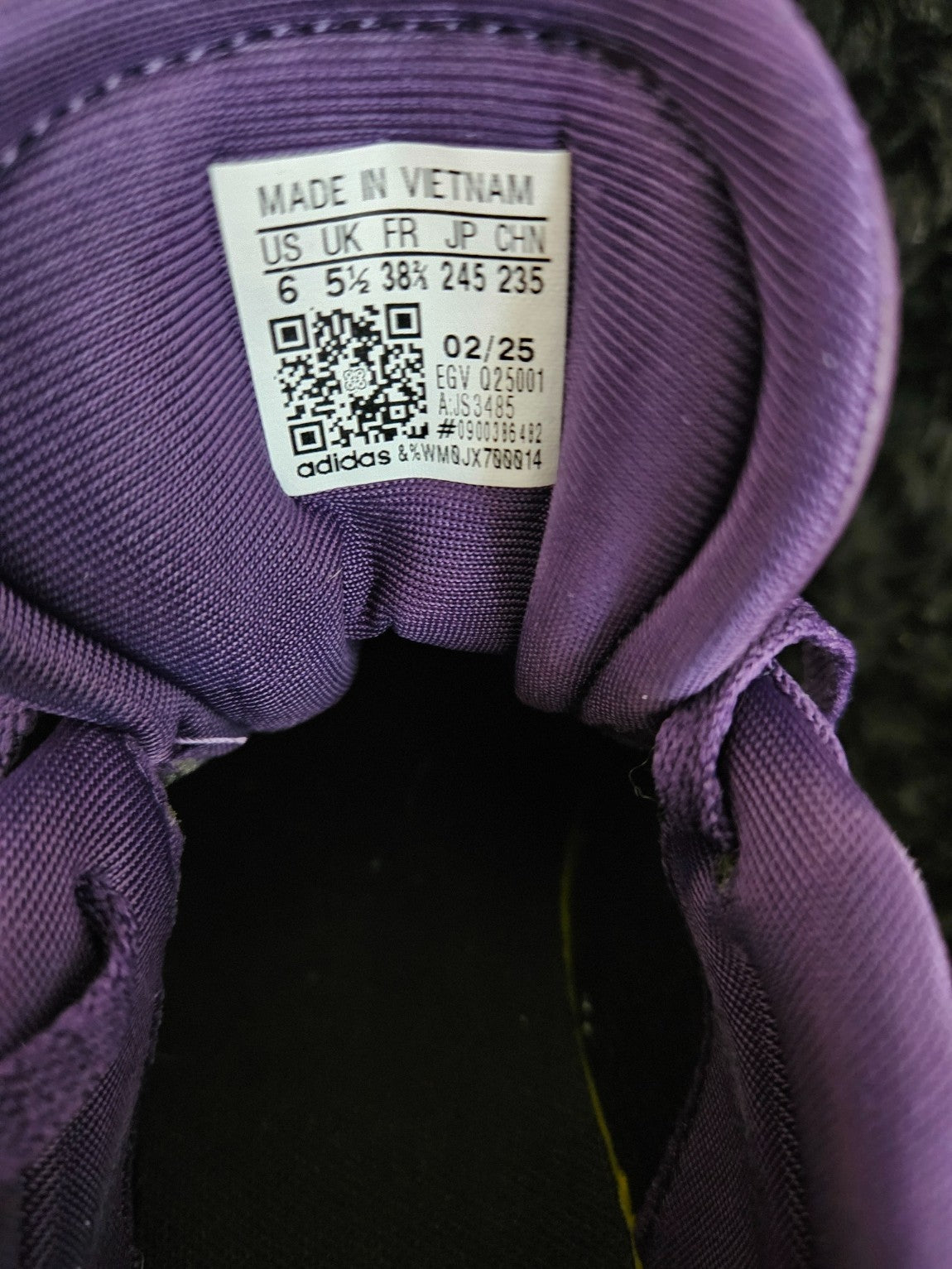 ADIDAS VL COURT 3/0 KIDS SHOE AURORA PLUM/ZERO METALLIC Y6 W7 WORN A FEW TIMES