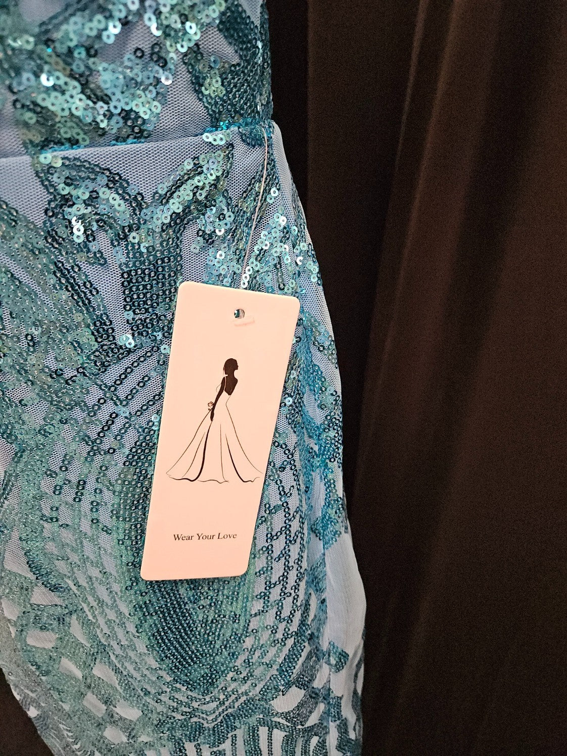 FAERIESTY SIZE SMALL BLUE SEQUINED FORMAL STRAPPY CORSET/ZIP MINI DRESS NWT