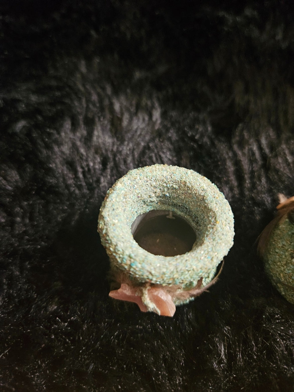 NATIVE AMERICAN NAVAJO MADE FETISH POT SET CRUSHED TURQUOISE/MOTHER PEARL FETISH