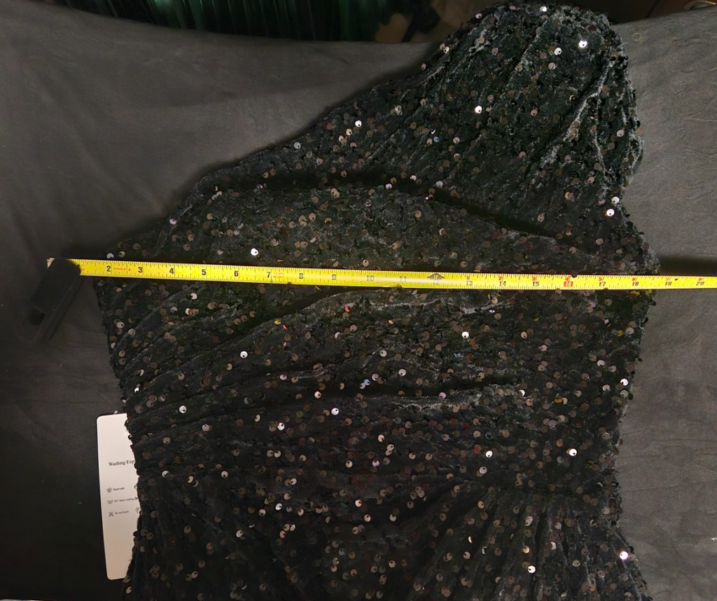 BLACK VELVET SEQUINED ONE SHOULDER CORSET BACK LONG FORMAL GOWN NWT SZ M