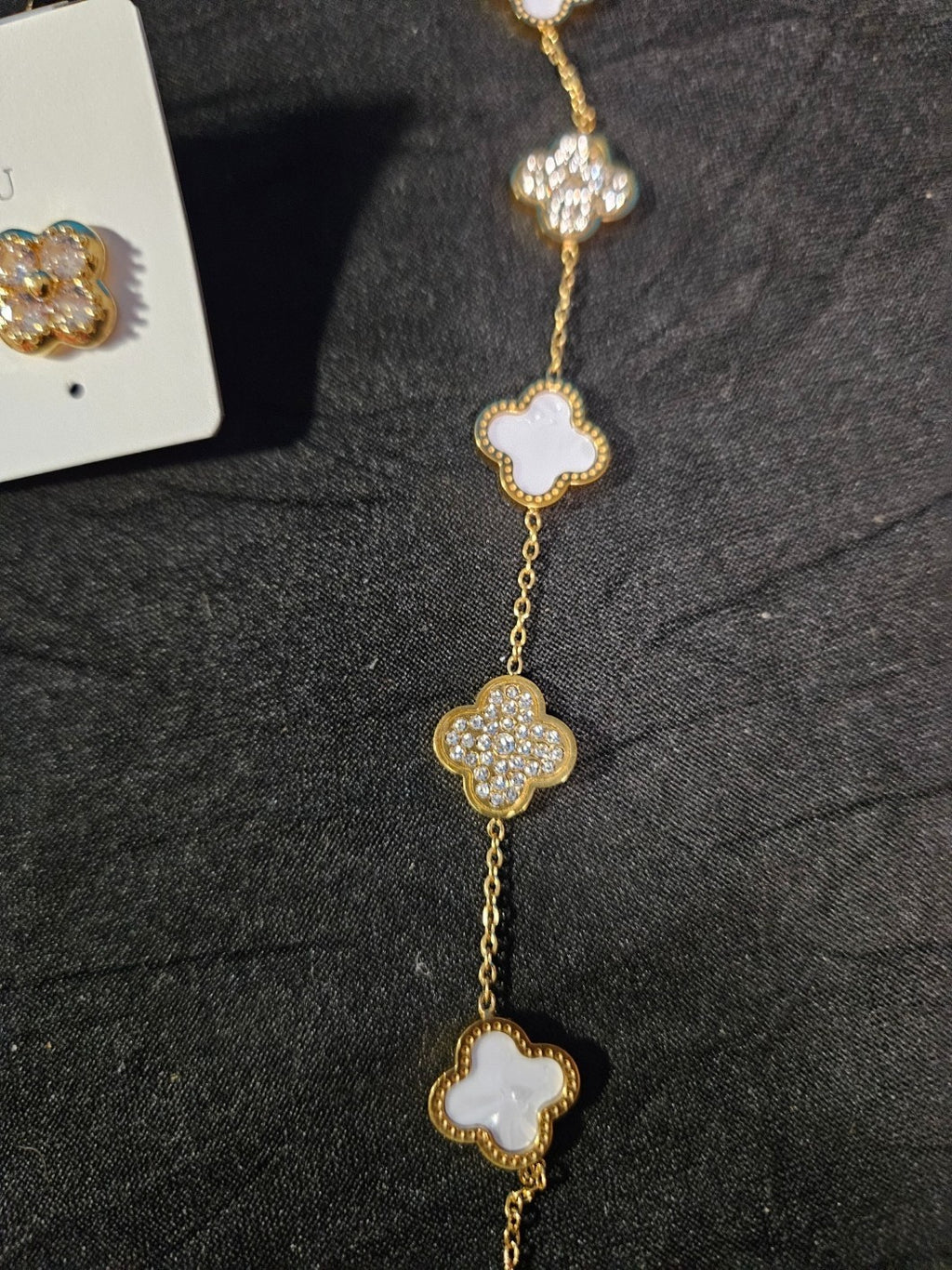 10K YELLOW GOLD PLATED / STAINLESS CZ 3-PIECE CLOVER SET