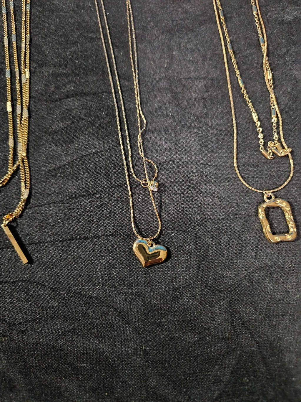 10K GOLD PLATE OVER STAINLESS DOUBLE/TRIPLE STRAND ASSORTED NECKLACE