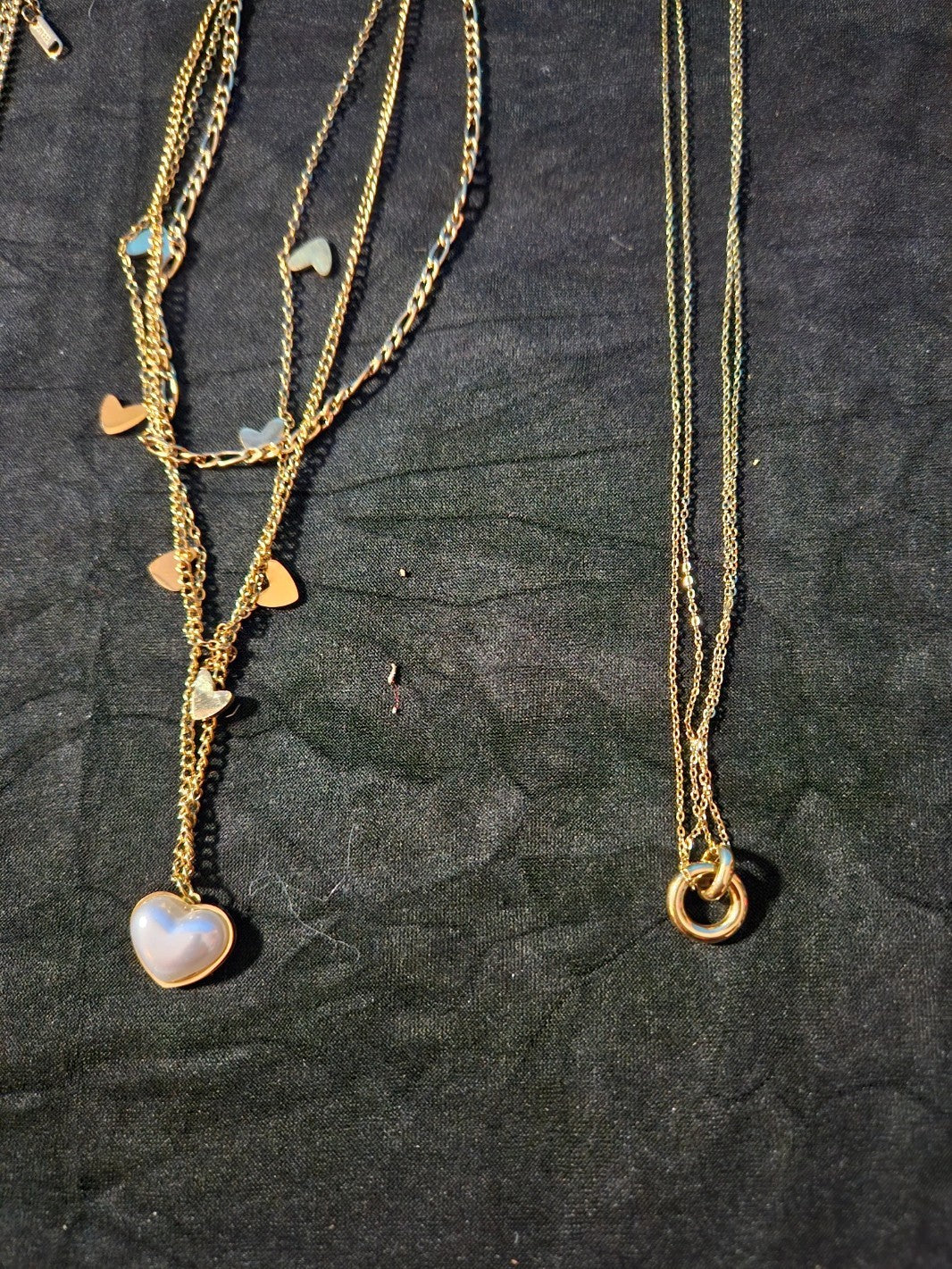 10K GOLD PLATE OVER STAINLESS DOUBLE/TRIPLE STRAND ASSORTED NECKLACE