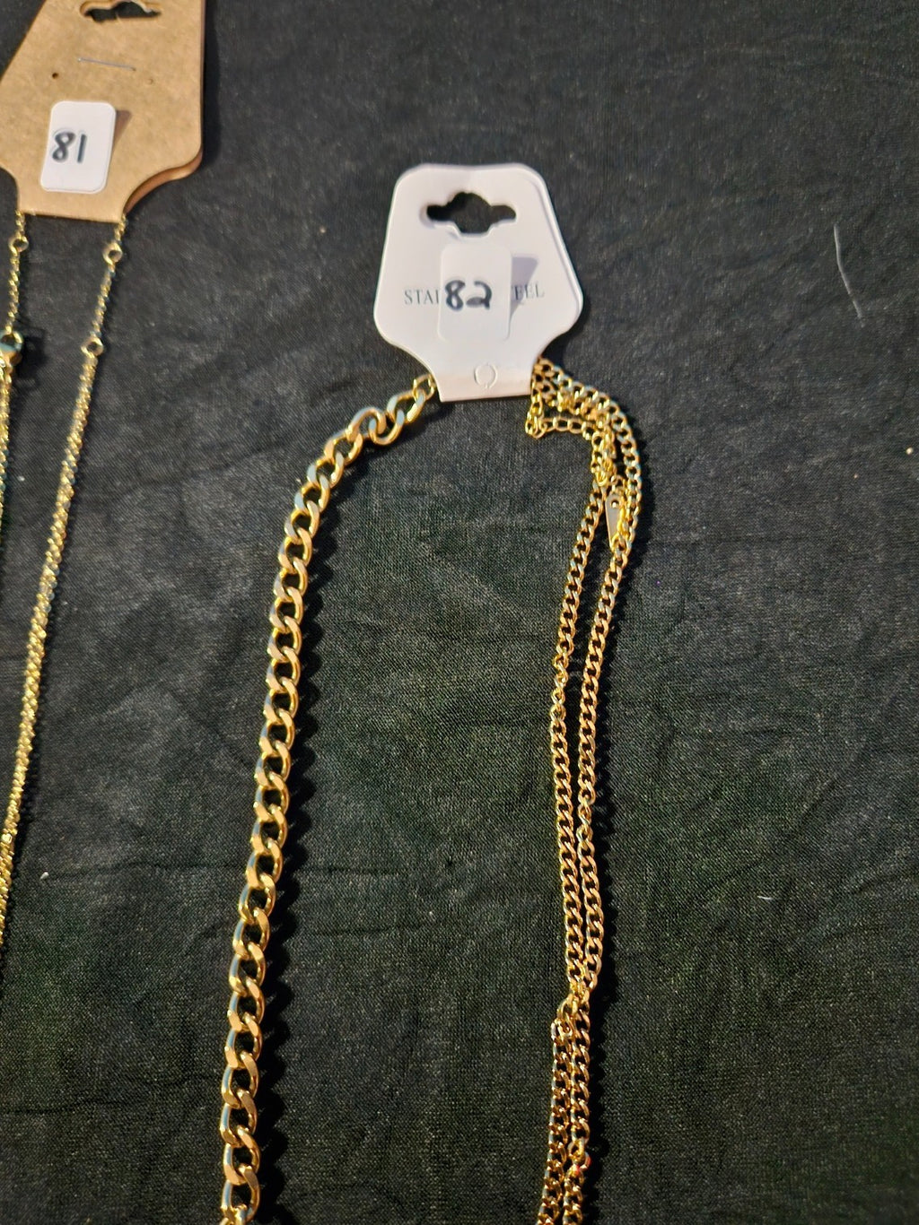 10K GOLD PLATE OVER STAINLESS DOUBLE/TRIPLE STRAND ASSORTED NECKLACE