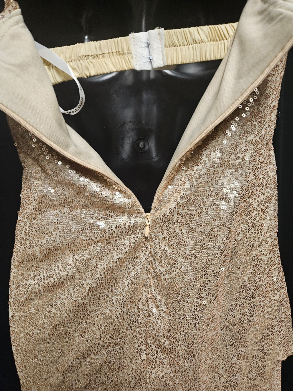SIZE XS WOMEN'S STRAPLESS GOLD SEQUINED MINI DRESS PROM/COCKTAIL/WEDDING NWT