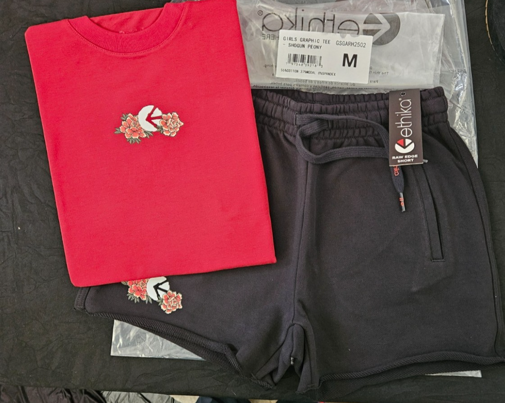 ETHIKA GIRLS SZ 8/10 SHOCUN PEONY RAW EDGE SHORT & T-SHIRT SET NWT
