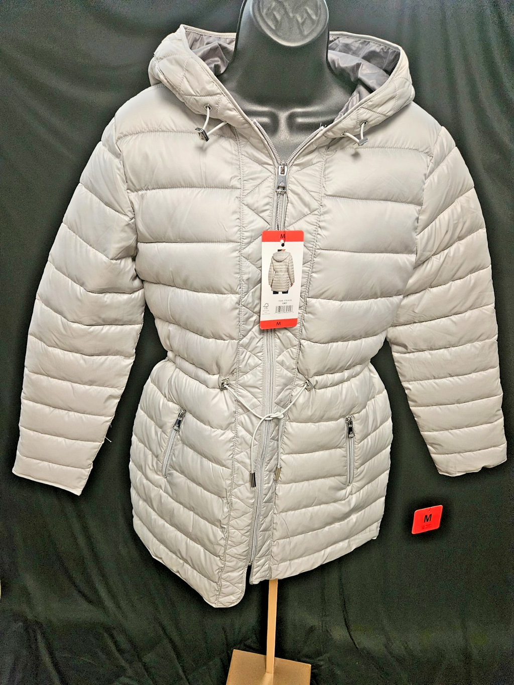 KENNETH COLE SILVER QUILTED ANORAK JACKET SIZE M DRAWSTRING WAIST NWT