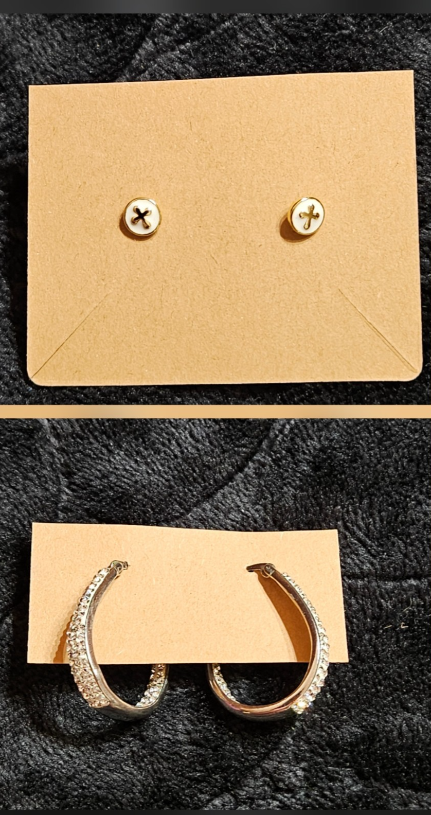 STERLING SILVER & CUBIC ZIRCONIA EARRING BUNDLE HALF HOOPS & STUDS