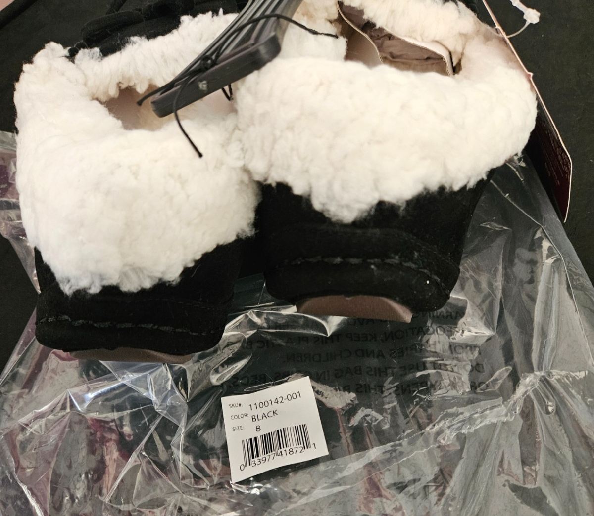 WOMEN'S SIZE 8 MUK LUK SLIPPERS BLACK SUEDE / WOOL NWT