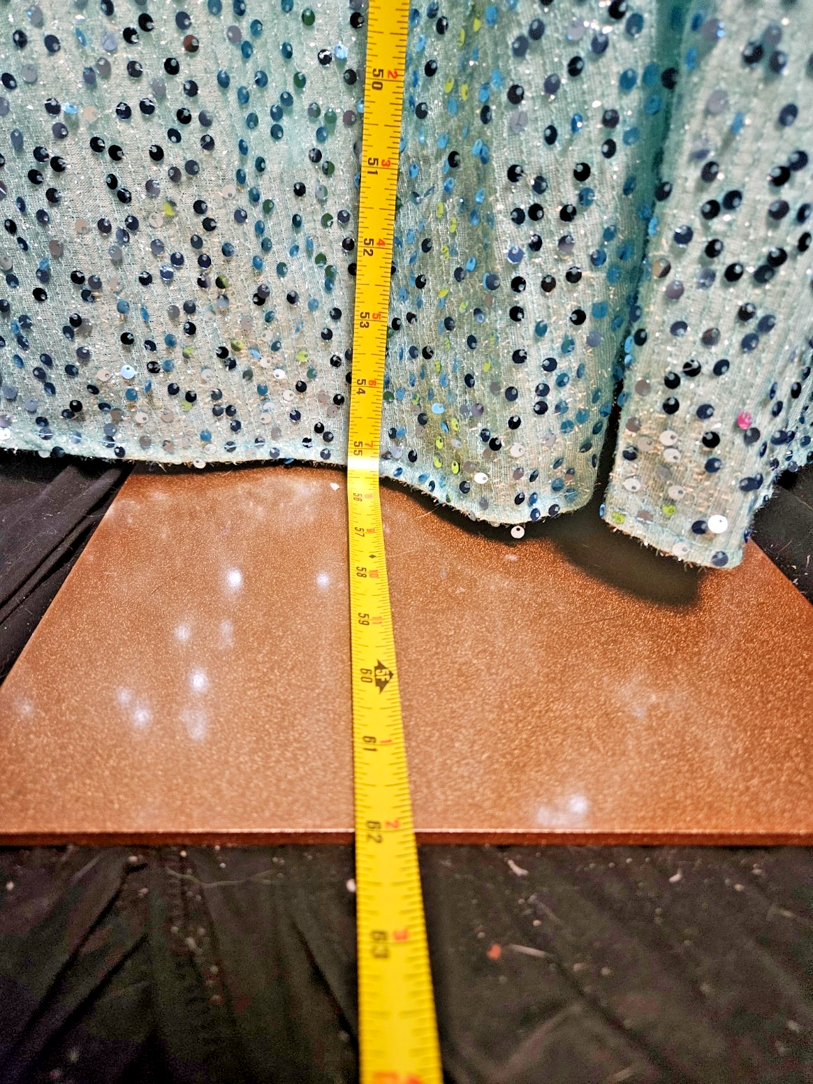 SIZE M 8/10 LIGHT BLUE SEQUIN, ZIP, FRONT SLIT FLOOR LENGTH GOWN PROM/FORMAL NWO