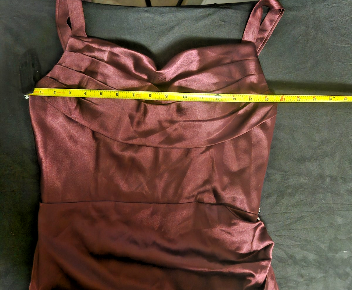 SIZE SMALL SATIN TANK/CORSET ROUCHED WINE FORMAL GOWN NWT