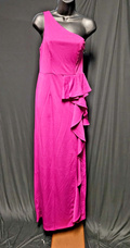 FAERIESTY ONE SHOULDER RUFFLED SCUBA GOWN PROM/FORMAL SIZE 8 NWT FUCHSIA/MAGENTA