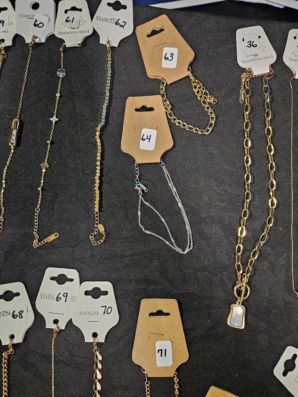 10k YELLOW GOLD PLATED OVER STAINLESS  ASST. NECKLACE & BRACELET YOU PICK #