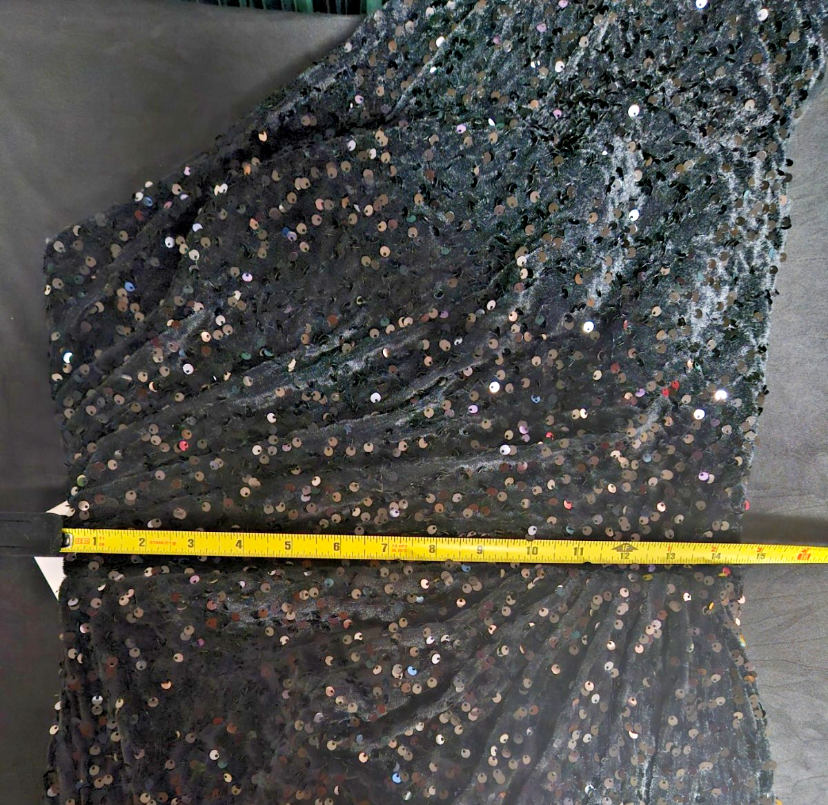 BLACK VELVET SEQUINED ONE SHOULDER CORSET BACK LONG FORMAL GOWN NWT SZ M