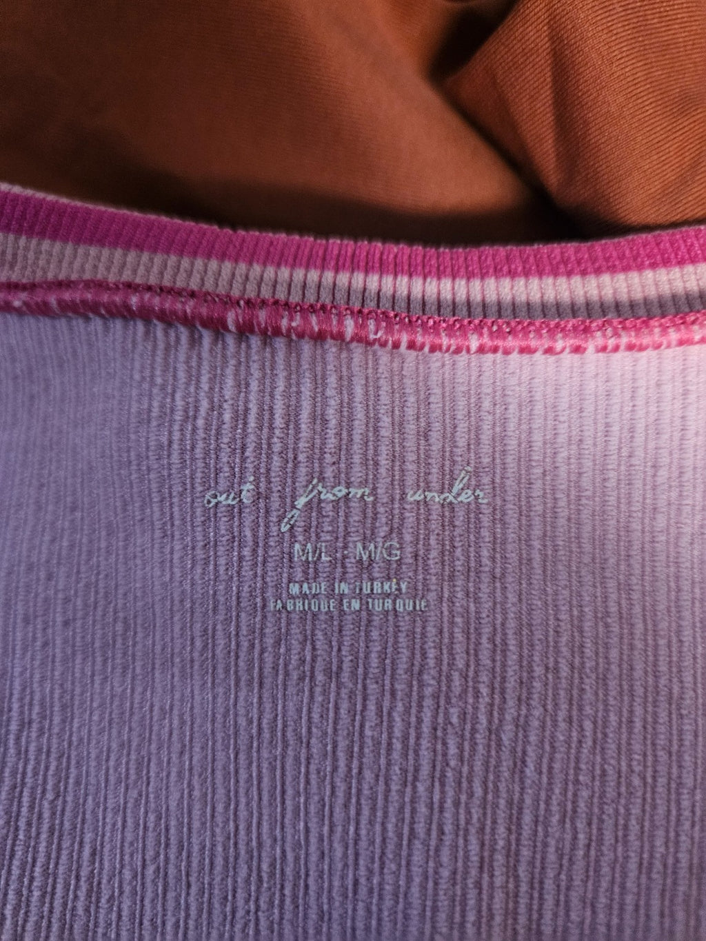 URBAN OUTFITTERS OUT FROM UNDER RIBBED CROP HENLEY PINK SZ MED