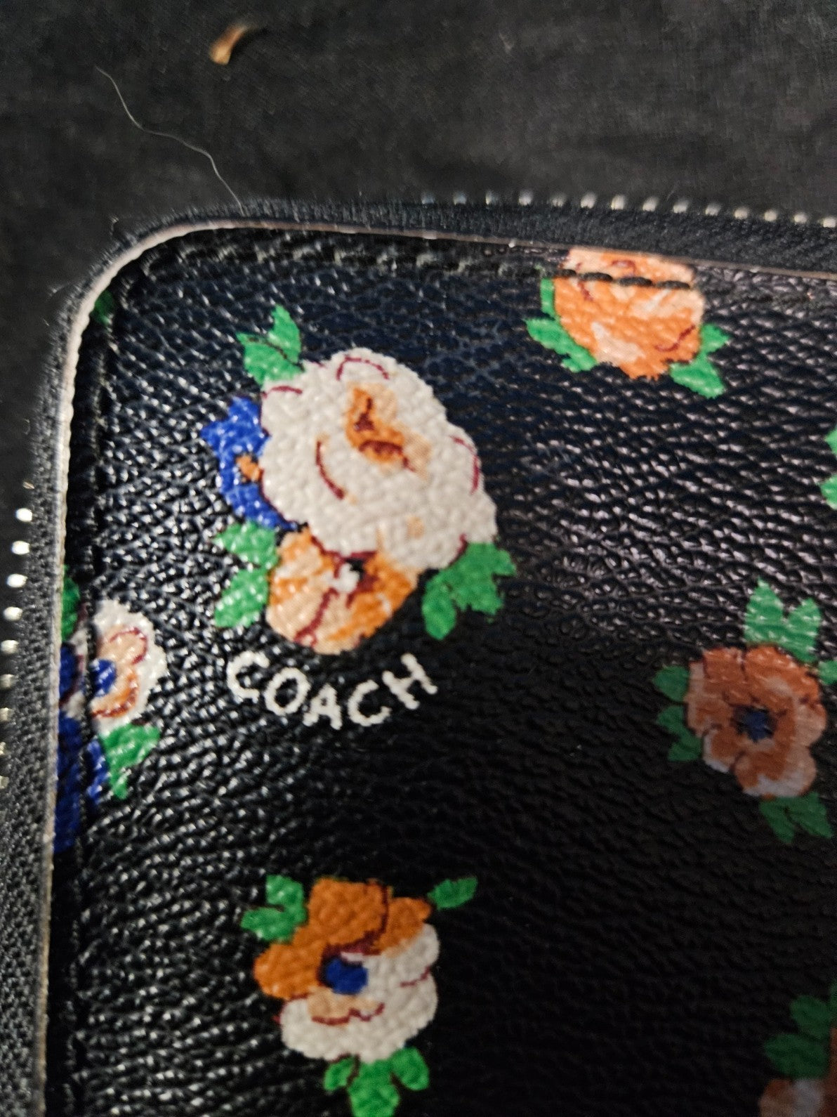 COACH ACCORDIAN ZIP WALLET F57649 IN TEA ROSE FLORAL PRINTED COATED CANVAS