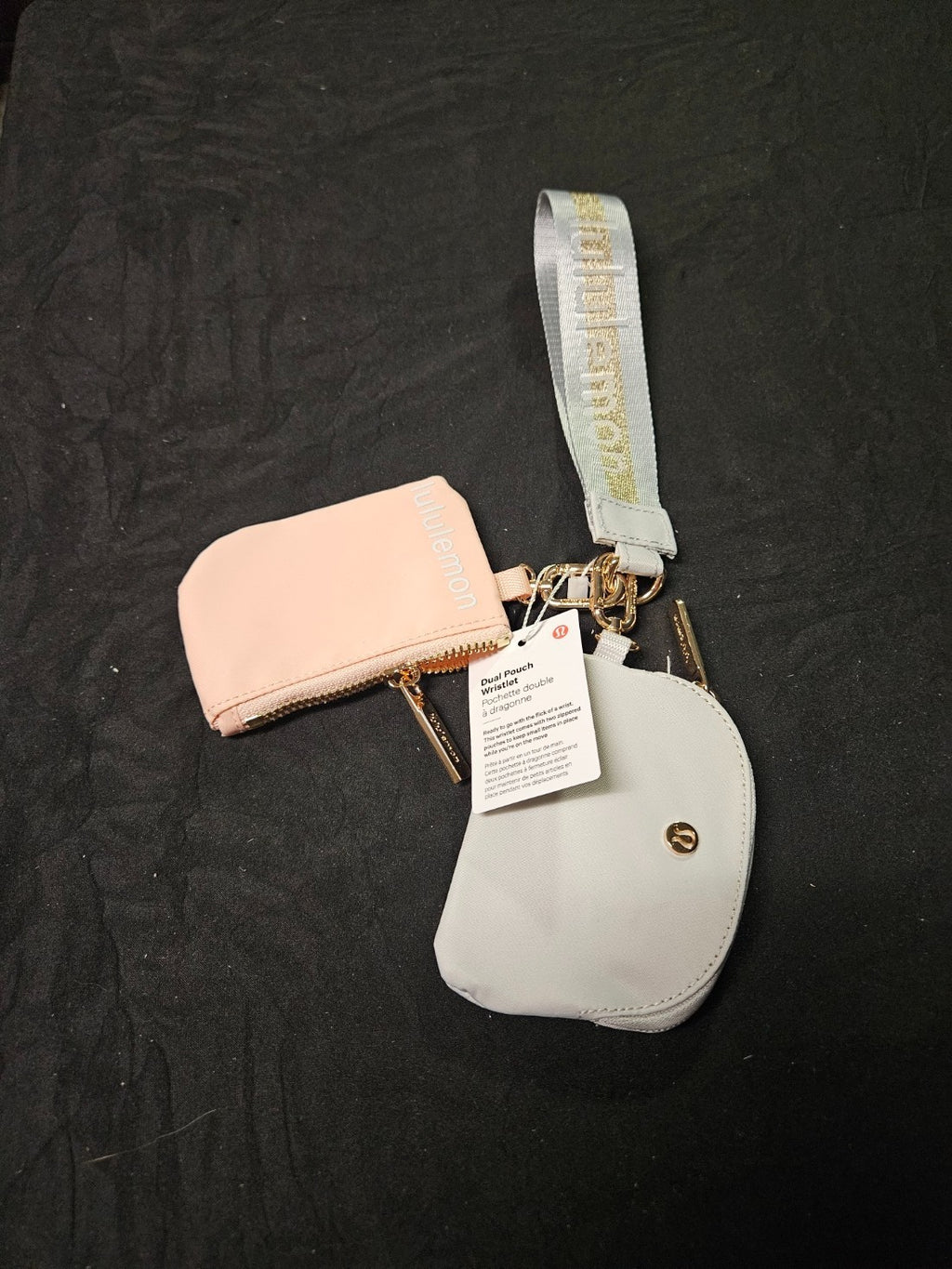 LULULEMON DUAL POCKET WRISTLET PINK, GRAY, GOLD NWT