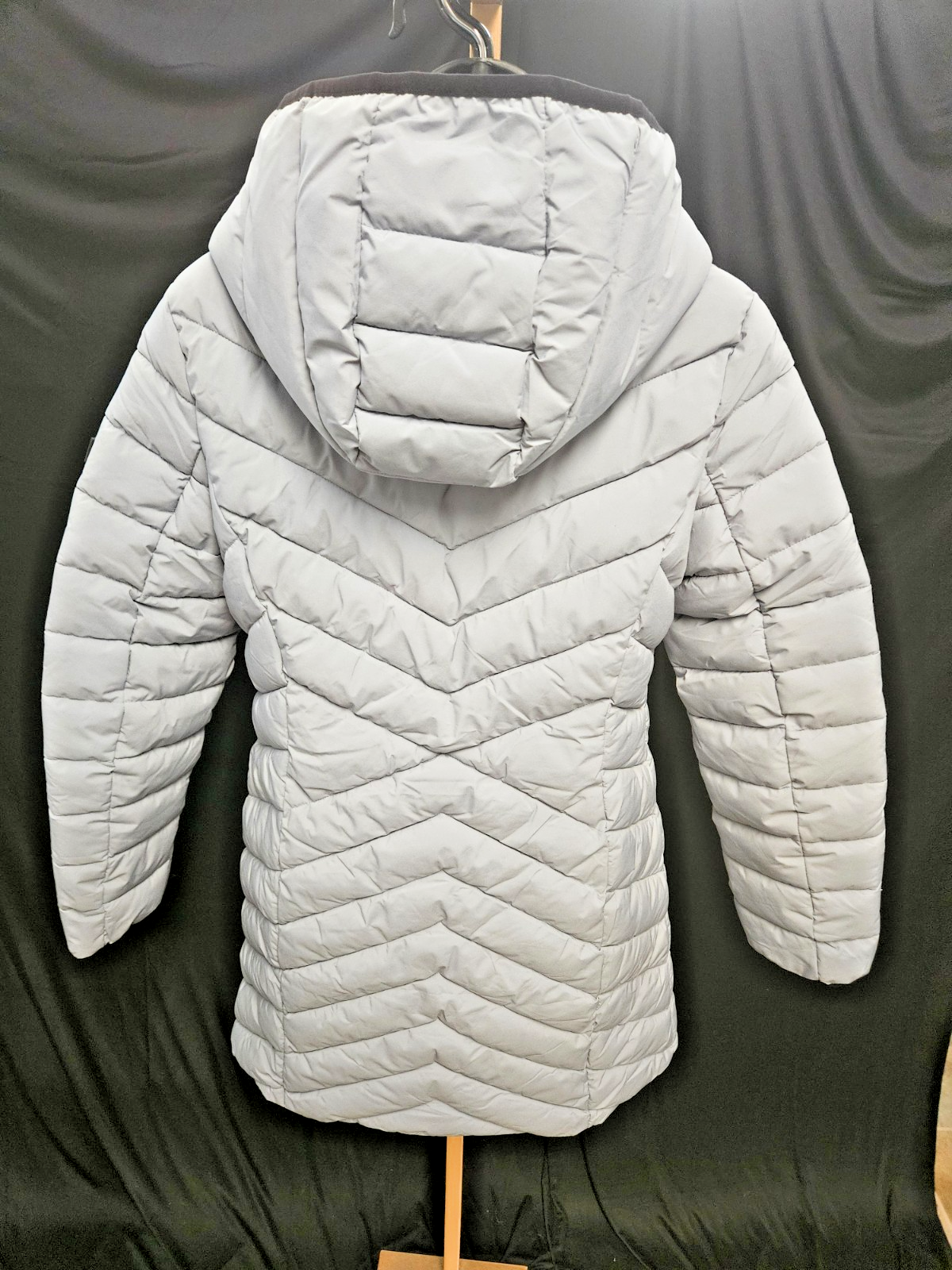 DKNY SZ SMALL WOMEN'S LONG GRAY PUFFER COAT NWT