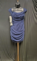 NAVY SEQUINE SIZE 8/10 M ON/OFF SHOULDER SHORT FORMAL/COCKTAIL/PROM DRESS