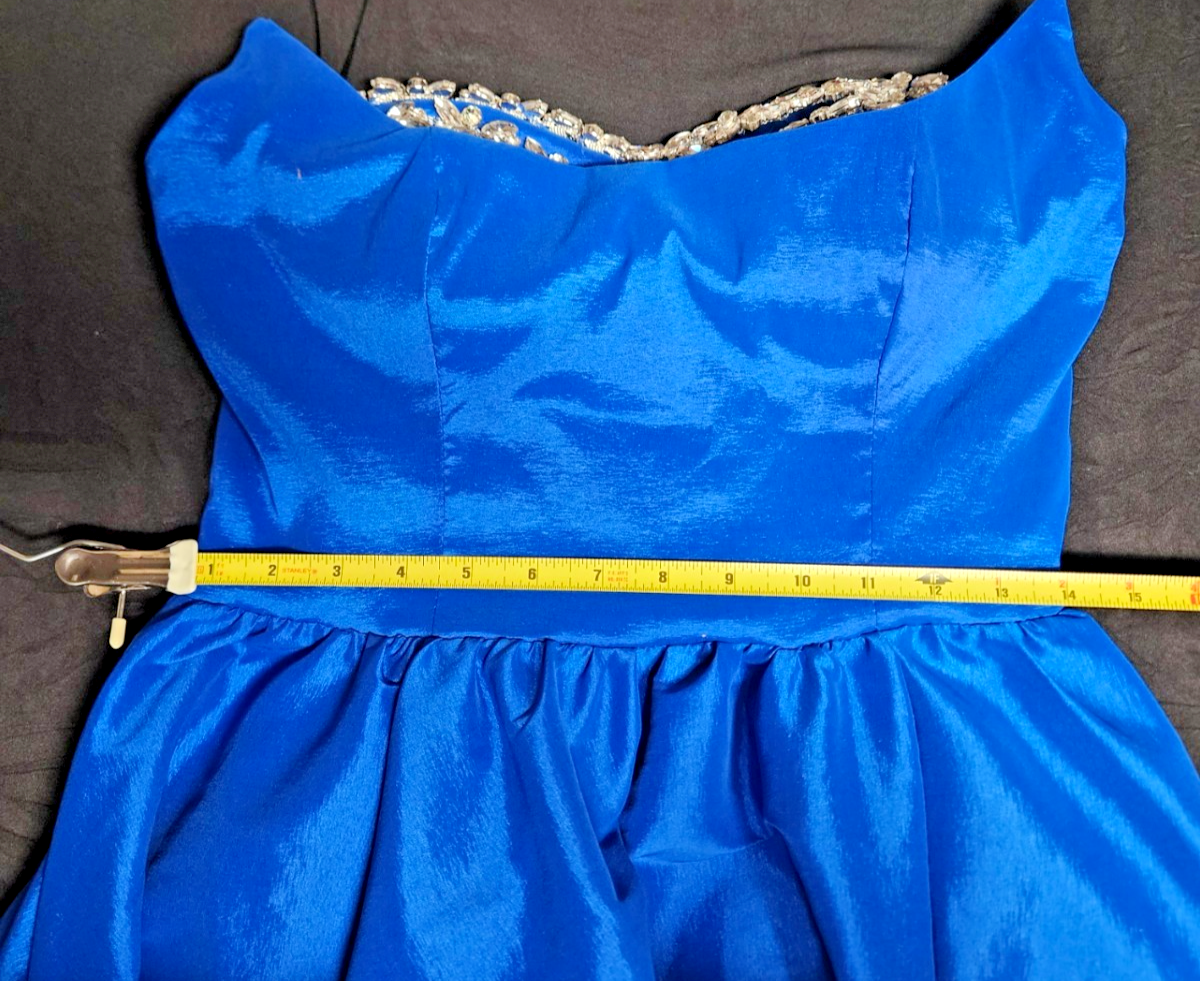 SHEIN STRAPLESS ROYAL BLUE SATIN/BLING FORMAL GOWN SZ M